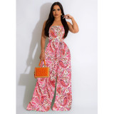 Floral Print Sleeveless Collarless Jumpsuit