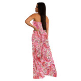 Floral Print Sleeveless Collarless Jumpsuit
