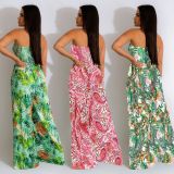 Floral Print Sleeveless Collarless Jumpsuit