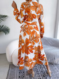 Tie-Waist Floral Elegance Shirt Dress