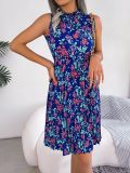 Cinched Waist Mushroom Hemline Ruffled Floral Dress