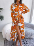 Tie-Waist Floral Elegance Shirt Dress