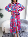 Tie-Waist Floral Elegance Shirt Dress