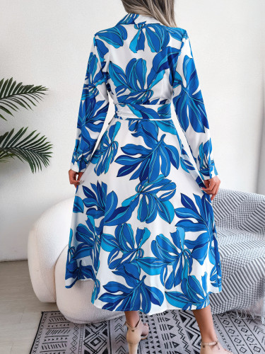 Tie-Waist Floral Elegance Shirt Dress