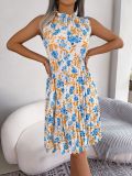Cinched Waist Mushroom Hemline Ruffled Floral Dress