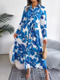 Tie-Waist Floral Elegance Shirt Dress
