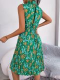 Cinched Waist Mushroom Hemline Ruffled Floral Dress