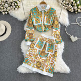 Floral Print Shirt and Skirt Set