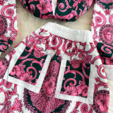 Floral Print Shirt and Skirt Set