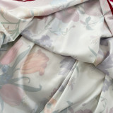 Short-sleeved Shirt Collar Waist Cinching A-line Printed Pleated Midi Dress