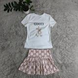 Summer Printed Short Sleeve Tops + Mini Skirt Two Piece Set