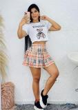 Summer Printed Short Sleeve Tops + Mini Skirt Two Piece Set
