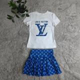 Summer Printed Short Sleeve Tops + Mini Skirt Two Piece Set