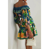 Off the shoulder Floral-print Mini A line Dress