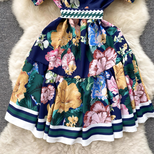 Off the shoulder Floral-print Mini A line Dress