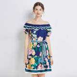Off the shoulder Floral-print Mini A line Dress