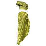 Women Fall Clothes 2023 Solid Color Pleated Off The Shoulder Tops Long Skirts Two Piece Set