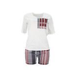 Casual Graphic Print Short Sleeve Two Piece Set with Pockets