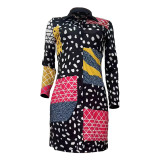 Casual Positioning Multicolor Print Club Dresses