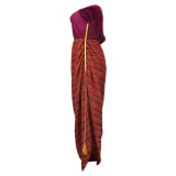 Casual Positioning Print Multicolor Pleated Irregular Dress
