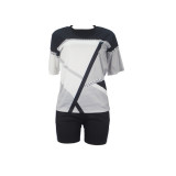 Casual Graphic Print Short Sleeve Two Piece Set with Pockets