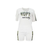 Casual Graphic Print Short Sleeve Two Piece Set with Pockets