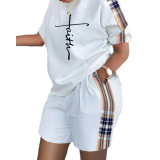 Casual Graphic Print Short Sleeve Two Piece Set with Pockets