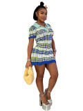 Casual Polo Lapel Knitted Short Sleeve Color Matching Bodycon Dresses