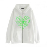 Spring/Autumn Cobweb Zipper Women's Casual Hoodie Sweatshirt