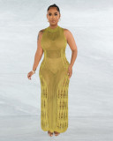 Intricate Cutouts Beach Chic Knit Vest Dress
