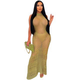 Intricate Cutouts Beach Chic Knit Vest Dress