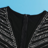 Deep V-Neckline Sparkling Diamond Body-Hugging Fit Short Jumpsuit
