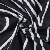 Swirl Print Chain Detail Bodycon Sheer Set with Tie-up Straps