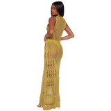 Intricate Cutouts Beach Chic Knit Vest Dress