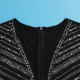 Deep V-Neckline Sparkling Diamond Body-Hugging Fit Short Jumpsuit