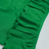 Mesh Fabric Sleeveless Camisole with Ruffled Hem Half Skirt