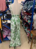 Women Vacation-ready Floral Deep V-neck and Adjustable Top and pants set  (Including Chest Pads)
