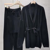 Knitted Cardigan Camisole and Wide-Leg Pants Trio The Perfect Outfit