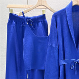 Knitted Cardigan Camisole and Wide-Leg Pants Trio The Perfect Outfit