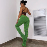 Spring Knitted Stripe Sexy Slim High Waist Pants