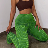 Spring Knitted Stripe Sexy Slim High Waist Pants