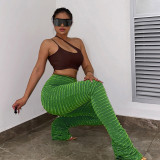 Spring Knitted Stripe Sexy Slim High Waist Pants