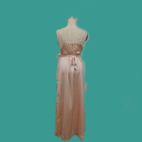 Sexy Straps V Neck Slit Evening Dresses