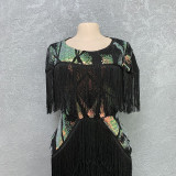 Summer Sexy Fringed Embellished Bodycon fringe evening dress with Tassel Detail for Women