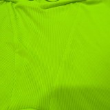 Ribbed Waist Raglan Crop Top In Green