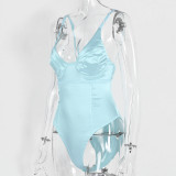 Sexy Backless Camisole Solid Color Straps One Piece Playsuits