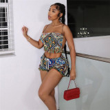 Women's Sexy Embroidered Tassel Tank Top High Waist Short Set