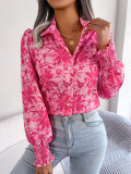 Blossoming Lantern Sleeves Floral Print Shirt