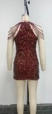 Tassel Sequins Sparkling Crystal Embellished Dress