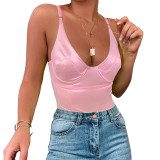 Sexy Backless Camisole Solid Color Straps One Piece Playsuits